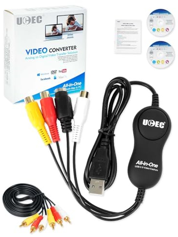 UCEC USB 2.0 Video Capture Card Device, VHS VCR TV a DVD Converter per Mac OS X PC Windows 7 8 10