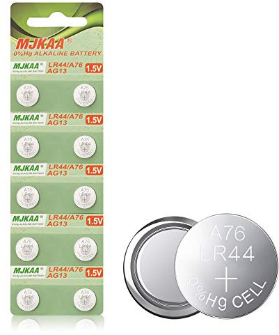 MJKAA AG13 1.5V Alkaline Button Cell Batteries (10-Pack) - LR44 Equivalent for Watches, Calculators, Toys, Thermometers & Small Electronics - Long-Lasting Power