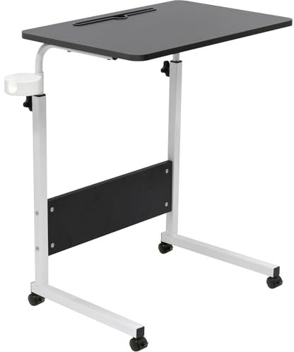 GRANDMA SHARK 60 x 40 cm Computer Desk, Gaming Desk, Rolling Table Bed Sofa for Laptop Height Folding Table with 4 Wheels (Black)