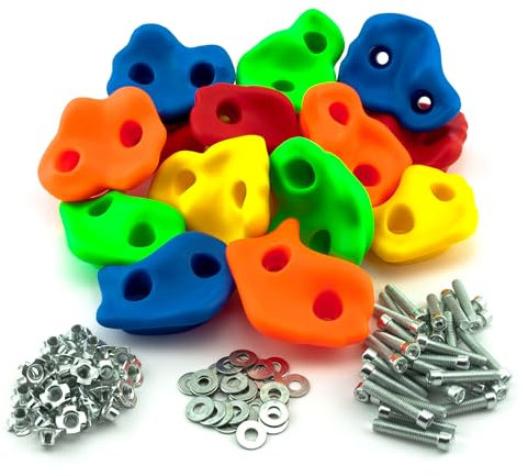 GO!elements Klettergriffe Kinder mit Befestigungsmaterial | Outdoor & Indoor Klettersteine bunt für Kletterwand | Kids Bouldersteine Set für Spielturm inkl. Schrauben & Anleitung