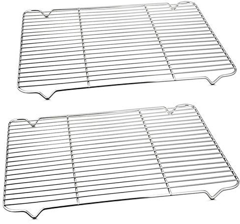 Homikit Large Cooling Rack Set of 2, Stainless Steel Wire Grill Rack for Oven Roasting Baking Cooking Grilling, Fit Large Baking Tray, Heavy Duty & Dishwasher Safe - 42.2x29.1x2cm