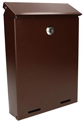 KOTARBAU® Buzón Exterior de Acero galvanizado, Buzón marrón 260 x 180 x 55 mm, Buzón de Pared, Buzón con 2 Llaves, Formato C-5, Buzón Correos Exterior, Buzon metálico