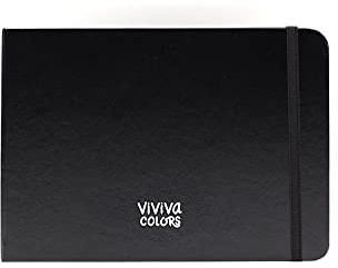 Viviva Sketchbook, A5 Landscape, 100% Cotton, 300 GSM, 40 Pages (20 Sheets), Premium Faux Leather Bound, Perfect for Watercolour Painting,5.8 x 8.3 in