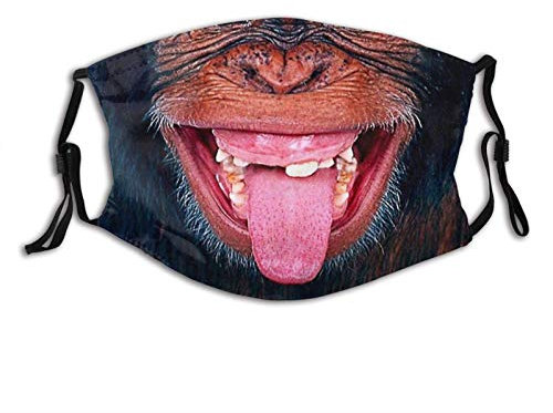 XCNGG Affe zeigen Zähne Tiergesichtsmaske wiederverwendbar waschbar staubdicht winddicht Schal Sturmhaube für Erwachsene