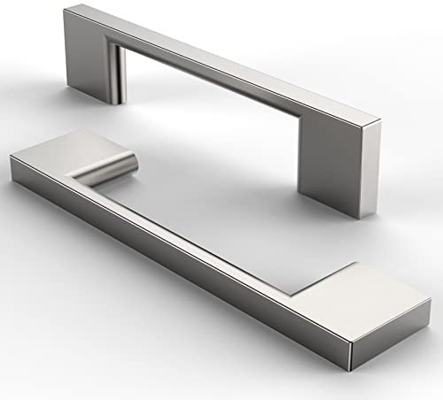 FURNIWARE 10 Stück Möbelgriffe Schrankgriffe Küchengriffe Griffe Möbel Schubladengriffe Griffe für Küchenschränke Schränke Möbelgriffe Schubladengriffe 96mm Lochabstand Gebürstetes Satin-Nickel