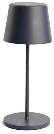 Pertrix LED Akku Gartentisch Leuchte Dunkelgrau stufenlos dimmbar - IP65 Tisch Lampe ohne Kabel für In-& Outdoor, 2700-3000K, 280 mm hoch, runde Tischlampe Esstisch, moderne LED Tischlampe Outdoor