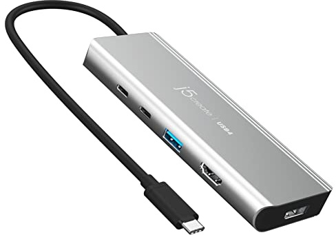 j5create USB4 Dual 4K Multi-Port Hub, 5-in-1, Dual 4K Display (HDMI, DisplayPort, or USB-C), USB-A, USB-C Ports, for Macbooks, Windows Thunderbolt 4 Laptops (JCD401)