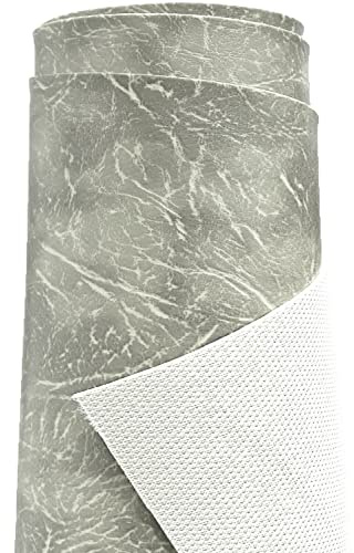 A-Express Pesado Grueso Tela de Cuero Sintético con Textura Granulada Cuero Imitación Vinilo Automotriz Decoración Hogar Material - Medio Metro 50cm x 140cm Plata