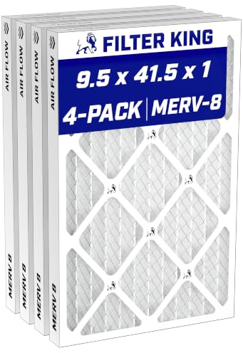 Filter King 9,5 x 41,5 x 1 a luftfilter | 4-pack | MERV 8 HVAC veckade A/C ugnsfilter | TILLVERKAD I USA | Faktisk storlek: 9,5 x 41,5 x .75 tum