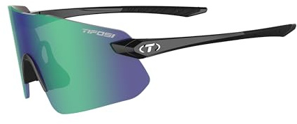 Tifosi Vogel SL Sport Sunglasses Men & Women - Ideal For Baseball, Cycling, Cricket, Golf, Hiking, Running, Gloss Black, Smoke Green Mirror, L-XL