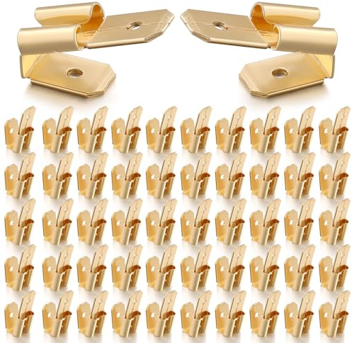 Tellegloww 50 Pcs Piggyback Spade Connectors, 3 Way Adapter Dual Male to Single Female Brass Quick Splice Spade Terminal Connectors Piggyback Crimp Terminals Assortment Kit, Unisulated