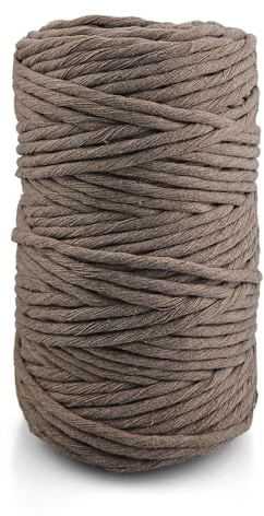 Netuno Cuerda algodón macramé Color Beige Oscuro 5 mm 100 m Hilo Artesanal Suave Resistente Trenzado decoración manualidad Bricolaje hogar Arte DIY