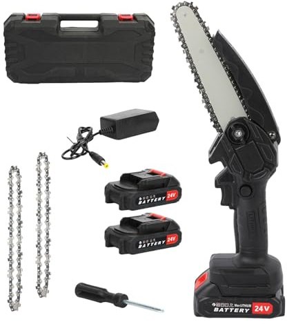 Mini Electric Chain Saw， Portable Cordless Chain Saw, 6 inch Mini Chain Saw, Battery Chain Saw with Safety Lock, Handheld Chain Saw with Dual Batteries for Tree Pruning, Gardening, Pruning…