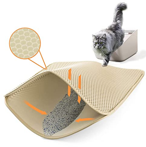 Ycozy Tappetino Lettiera Gatto Grande 75 X 55cm Tappeto Lettiera EVA Doppio Strato a Nido d'Ape Tappetino da Toilette per Gatti Impermeabile Facile da Pulire