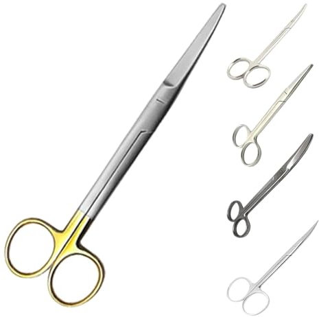 Rewon Gear Erste Hilfe Verbandschere - 14 cm gebogen - stumpfe Spitzen mit langem Goldgriff aus rostfreiem Stahl