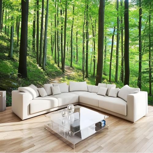 Paesaggio Naturale Fotomurale sentiero nel bosco verde Carta da parati Fotomurali TNT Murale alla Moda Decorazione da Muro Poster Gigante Design Carta per pareti 200x140 cm