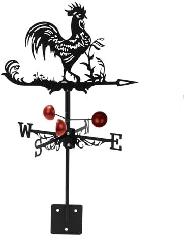 Veleta de metal, veleta de metal, veletas de jardín, forma de gallo de metal, indicador de viento, mini veleta para indicador de dirección de viento y decoración de techo