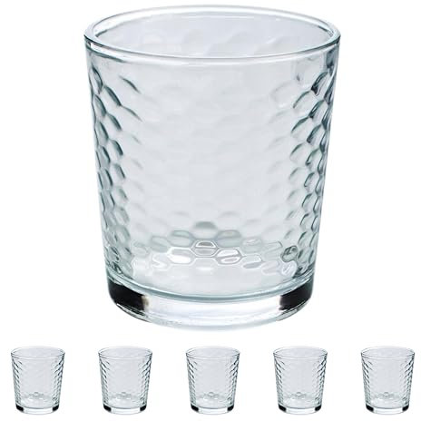 TRESV Set de 6 Vasos de cristal agua de Colores, Vasos de Cristal de 260ml Multicolor y Transparentes, Aptos para Lavavajillas (26cl Transparente)
