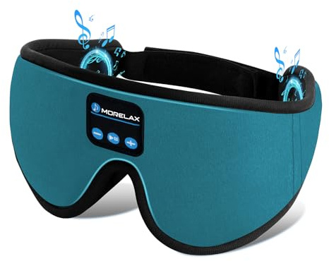 Maschera per dormire con cuffie Bluetooth, maschera per dormire 3D, maschera per occhi con musica wireless per chi dorme di lato/sulla schiena, cuffie per dormire in regalo (Ciano)