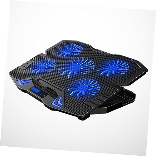 Base di Raffreddamento Laptop Regolabile con 5 Ventole, Metallo Nero