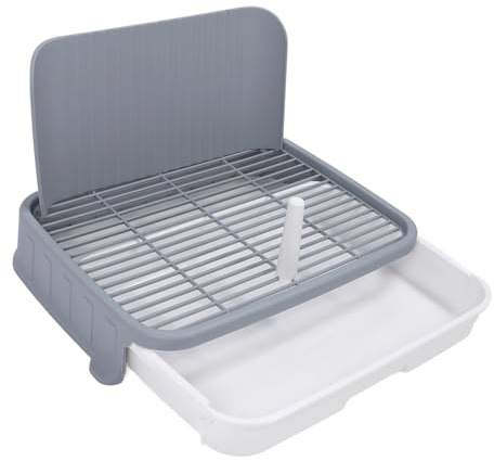 Fockety Bandeja para orinar para Perros, 51 x 39 cm, Caja de con Malla extraíble, Valla y Poste, Soporte para empapadores de orina fácil de Limpiar, Bandeja de Entrenamiento para Perros