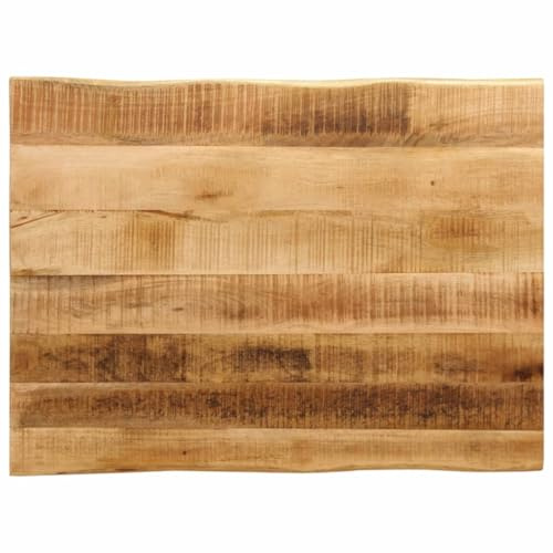 Grov mango massivt trä bordsskiva med trädkant, 90 x 60 x 3,8 cm, mångsidig för matbord, skrivbord eller barbord, unik träkorn
