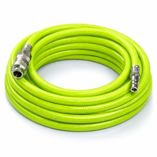 Topolenashop Tubo Aria Compressa 20 m per Compressore PVC Rinforzato Alta Pressione 300 PSI – Diametro Interno 10 mm (10x15 mm) – Attacco Rapido 1/4'' Uso Officina e Professionale 13205