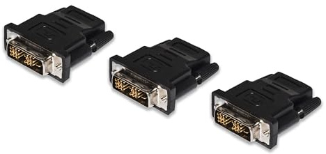 LINK LKADAT2803-3-pack DVI-D-adapter 18+1 hane till HDMI-hona, dubbelriktad – Full HD 1080p videokonverterare för PC, bildskärm, TV och projektorer