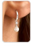 KINHOPI Pearl Earrings for Women, Silver/14K Gold Plated Dainty Pearl Drop Dangly Earrings with Cubic Zirconia Hypoallergenic Trendy Jewelry Gift for Women