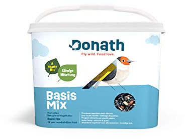 Donath Basis Mix - die vitaminreiche und körnige Mischung - für alle körnerfressenden Feinschmecker - wertvolles Ganzjahres Wildvogelfutter - aus unserer Manufaktur in Süddeutschland - 5 Kg Eimer