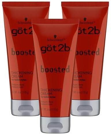 Got 2B Boosted Hair Thickening Cream for Fuller Styles, Medium Shine, Medium Hold, 6 Ounce - 3 Pack