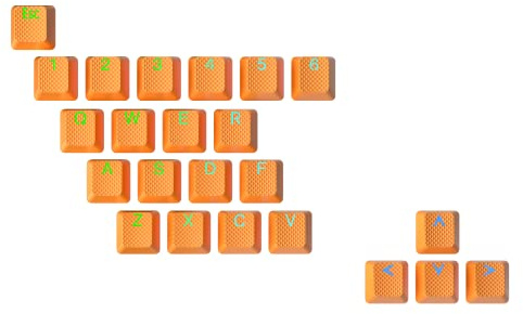 Ranked Set de 23 Touches en Caoutchouc | Double Shot Translucide | Profil OEM pour Claviers Gaming Mécaniques(Néon Orange, 23 Touches)