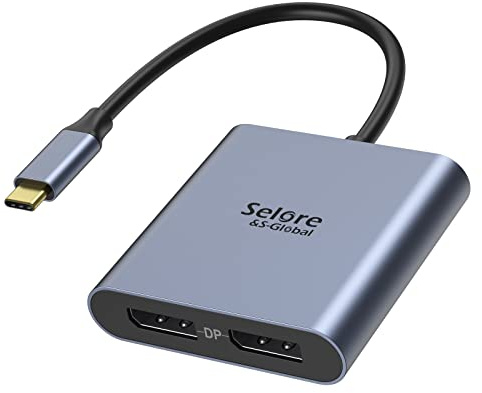 USB-C to Dual 4K DisplayPort Splitter Adapter, USB-C to DisplayPort Dual Monitor Converter 4K 60Hz, USB-C DisplayPort Hub Compatible for Dell XPS 13/15, Lenovo Yoga, Samsung Chromebook, HP and More