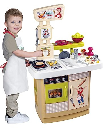 Smoby - Super Benny La cucina delle delizie, 7600310916, +3 anni, accessori per cucinare davvero, grembiule incluso, 32 accessori, ricettario