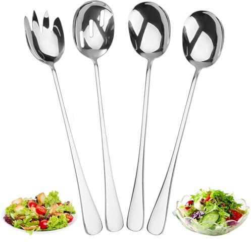 4 Pezzi Posate per Insalata Acciaio Inox,28 * 5.5cm Kit de Posate da Insalata,Set di Posate per Insalata in Acciaio Inossidabile,Set Posate da Insalata,Posate Insalata per la Casa Cucina Ristorante