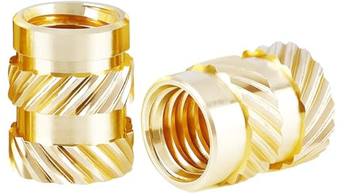 Qrity 100 Piezas Tuercas de Latón, Tuercas Moleteadas de Rosca, Tuercas Empotradas, Tuercas Roscadas de Latón, para Impresoras 3D, M5 x 6mm x 7mm