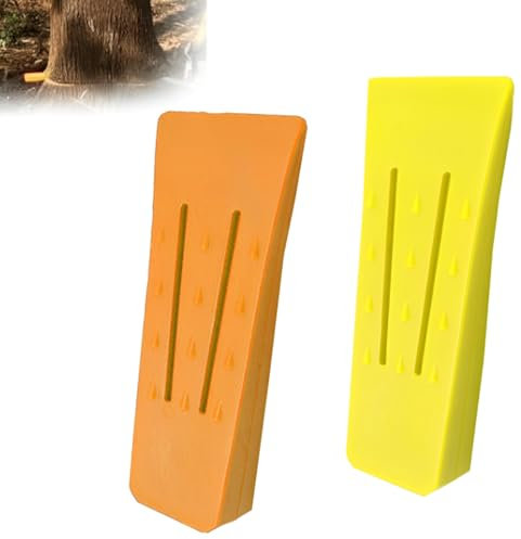 2 Piezas Cuña de Plástico, Cuña de Corte, una Tala Segura, Robusta y Duradera, Accesorios Forestales Bosque, Accesorio Herramienta para Leñadores( Naranja y Amarillo)