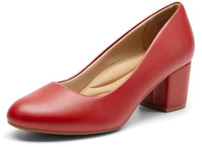 DREAM PAIRS Scarpe da Sera con Tacco Basso e Blocco da Donna Comode e Classiche con Tacco Alto,Size 40,Rosso-Pu,SDPU2462W
