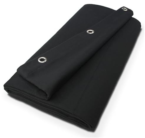 MoltonMarkt B1 Molleton de scène confectionné – Rideau Molleton occultant Opaque avec œillets de 16, idéal pour Film, Photo, théâtre & événements – 3 x 3 m, 300g/m2, Noir