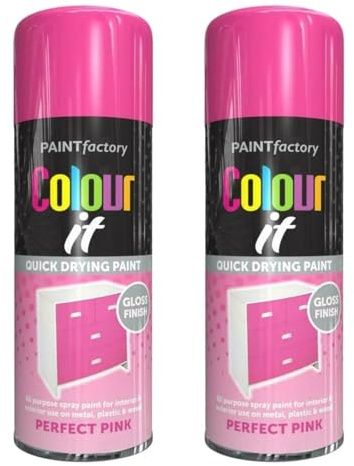 PNJB Perfect Pink All-Purpose Aerosol Spray Gloss, Multipurpose, Interior/Exterior, Gloss Finish, Quick Drying, Indoor and Outdoor,250ml, (2PCS)