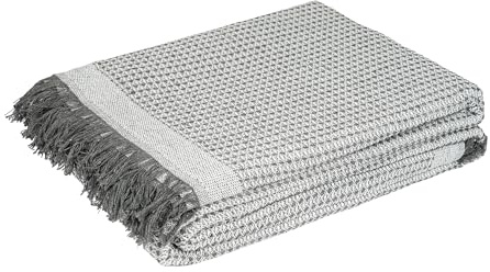 Etrexonline Colcha Multiusos 230x260 cm - Plaid Sofá, Manta Foulard, Cubre Cama y Cubresofá, Jarapa Suave, Decorativa y Práctica, Poliéster Antiarrugas, Todo Año, Color Gris