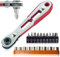 Cacciavite a Cricchetto, Cacciavite Angolare Magnetico 110 mm con 10 Punte e Chiave a Bussola Chiave a Cricchetto Mini per Gadget Domestici