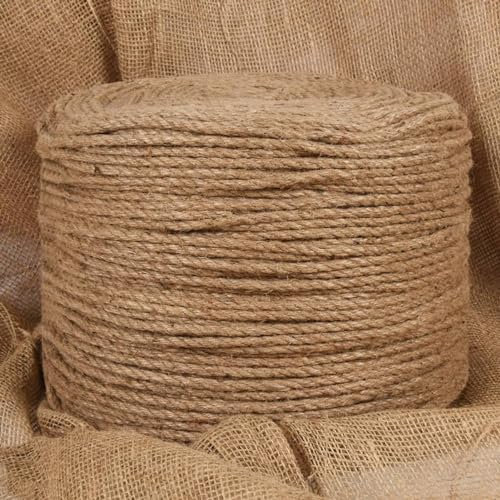 qohoio Corda in Juta Lunga 50 m Spessa 4 mm,Corde,Fili e Catene,Cavi e funi,Corda Intrecciata,Cima per Ancoraggio e Ormeggio-153734