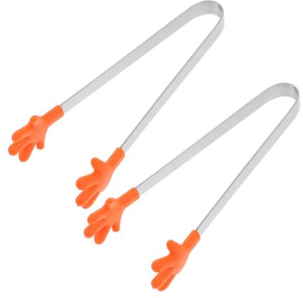 KICHOUSE 2 Uds Mini Pinzas Con Forma De Mano Pinzas De Silicona Para Alimentos Mini Pinzas De Cocina De Acero Inoxidable Pinzas Pequeñas Para Servir Para Niños Pequeños Adultos