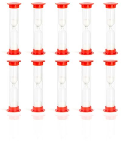Sablier 1 Minute en Lot de 10 ✮Marque Francaise✮ Éducation Classe Enfants/Fluence Lecture/Cuisine/Brossage des Dents Pack de 10 Petit Sablier 1 Min - Mini Timer Minuteur Enfant 60 Secondes ✯Garantie✯