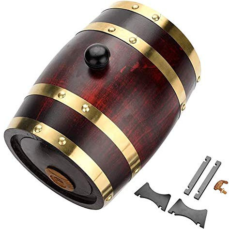 Botte di Vino Vintage da 5 Litri con Supporto, Rubinetto in Legno Fatto a Mano, Migliora le Caratteristiche di Gusto con Rovere per Whisky, Rum, Porto