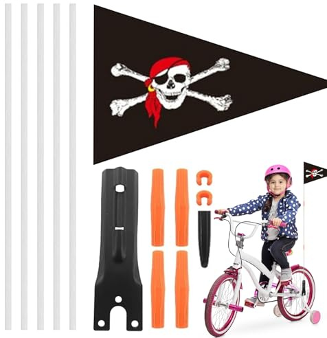 Banderas impermeables de seguridad para bicicletas: mástil de visibilidad duradero para remolques, accesorios de seguridad de bicicleta ajustables, bandera exterior ligera | Bandera de señal brillante