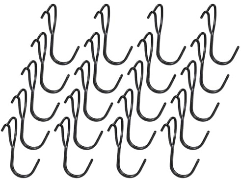SOIMISS Ganchos para Panel Perforado de Acero Inoxidable Color Negro 20 Piezas Ganchos Resistentes y Multiusos para Colgar Herramientas y Organizar Estanterías Garaje y Taller