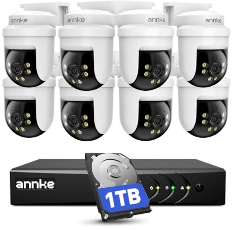 ANNKE 3K/5MP Système de Caméras de Filaires Extérieur, 350° Pan / 90° Tilt