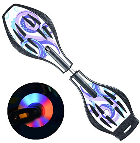 LZY Waveboard, Cooles Skateboard für Kinder im Alter, kurzes Board mit beleuchteten Rädern, raues, rutschfestes Deck, konkave Street Surfing Wave， Maximales Benutzer-Unisex-Gewicht， Gewicht: 50 kg OS